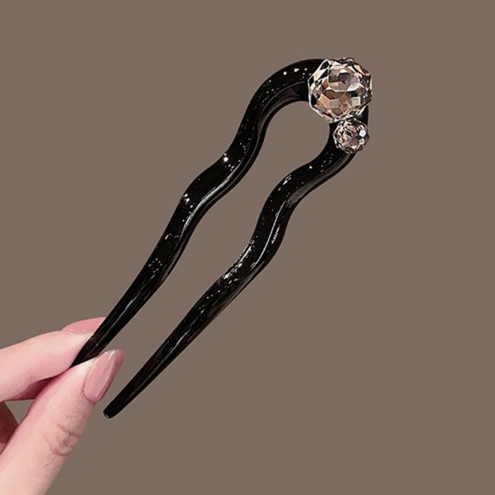 Hair Care Ingredients - 1PC Crystal Hair Fork,Black Elegant Hair