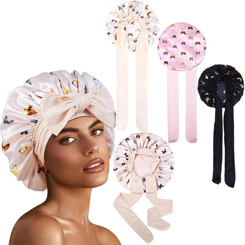 New Flower Print Silky Bonnet  - Satin Hair Bonnet ulasan dan harga