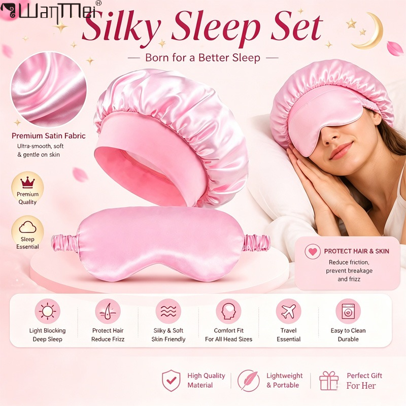  Satin Bonnet Sleep Eye Mask  - Satin Hair Bonnet ulasan dan harga