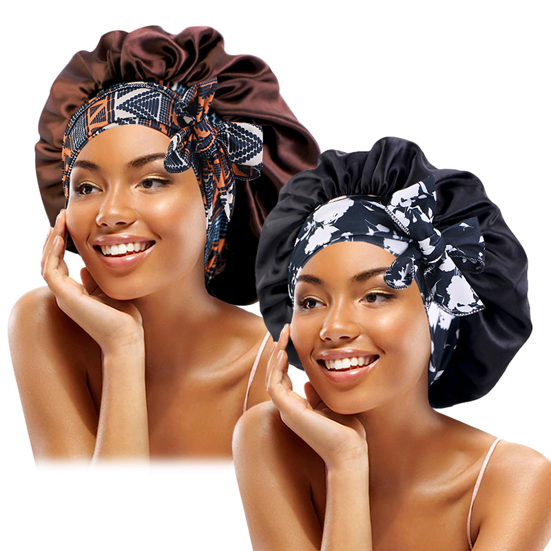 2PCS/LOT Boho Printed Headband - Satin Hair Bonnet ulasan dan harga