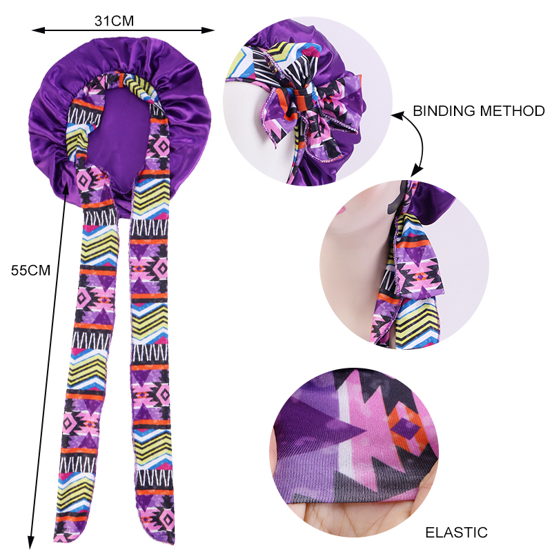 2PCS/LOT Boho Printed Headband - Satin Hair Bonnet ulasan dan harga