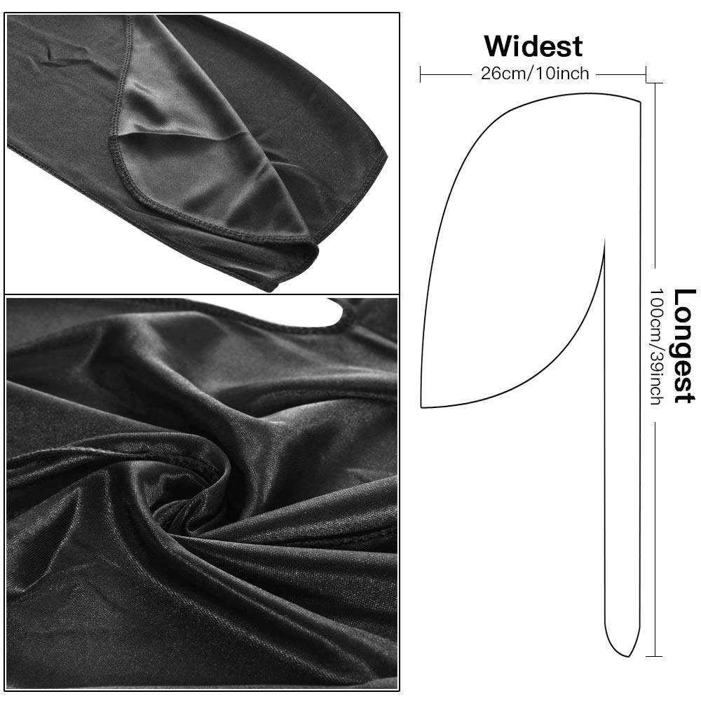 Black Satin Silky Durag Long T - Satin Hair Bonnet ulasan dan harga