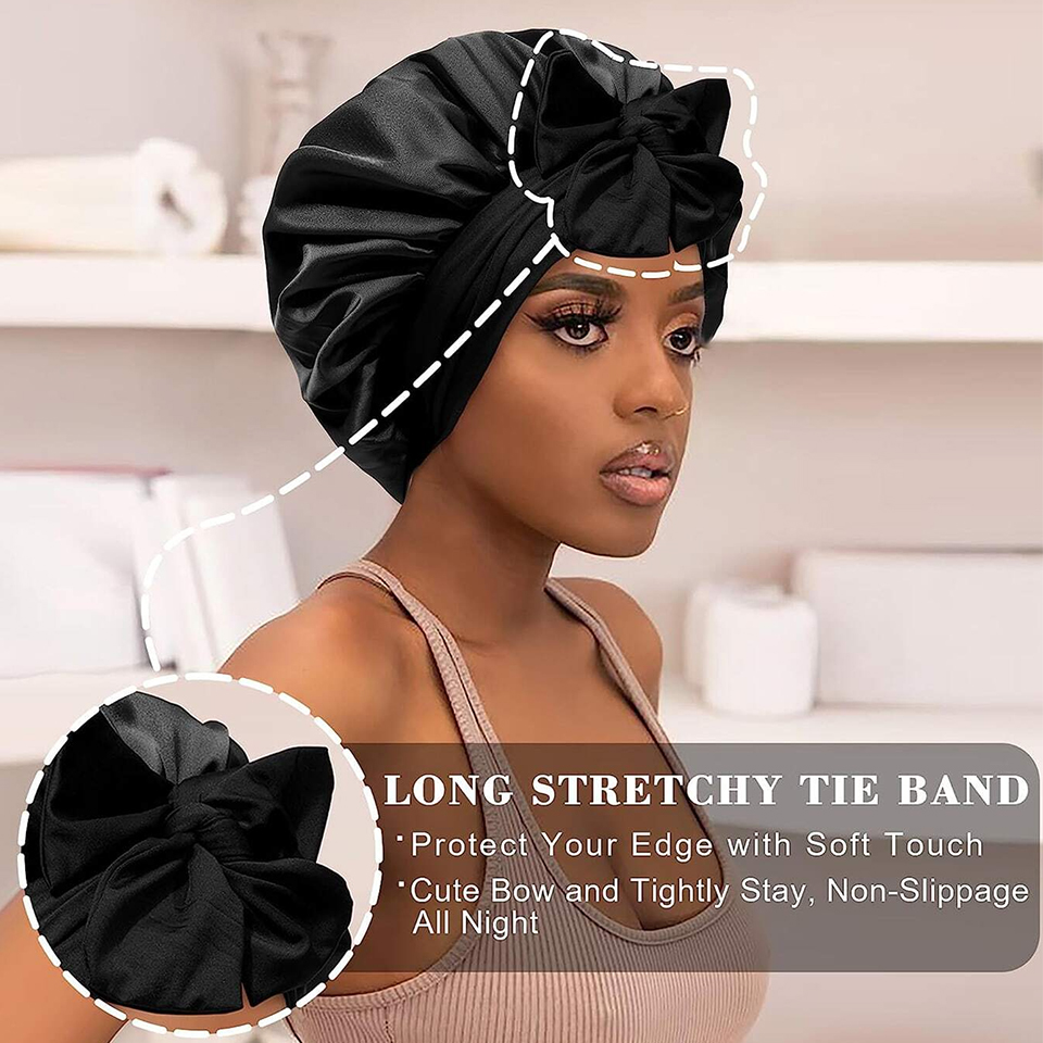 Satin Solid Sleeping Hat Silky - Satin Hair Bonnet ulasan dan harga
