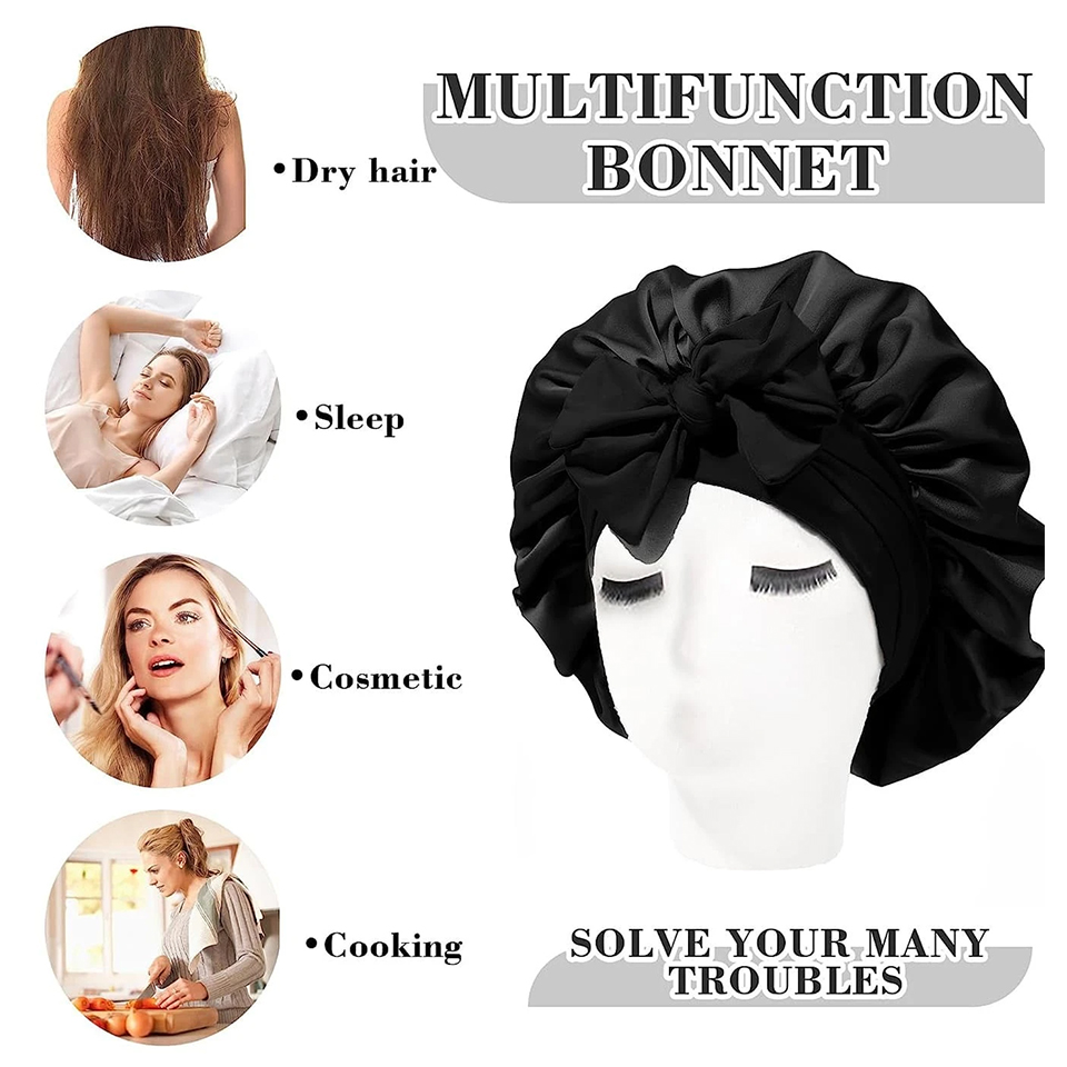 Satin Solid Sleeping Hat Silky - Satin Hair Bonnet ulasan dan harga
